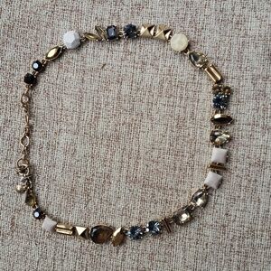 J.Crew Taupe mixed crystal necklace